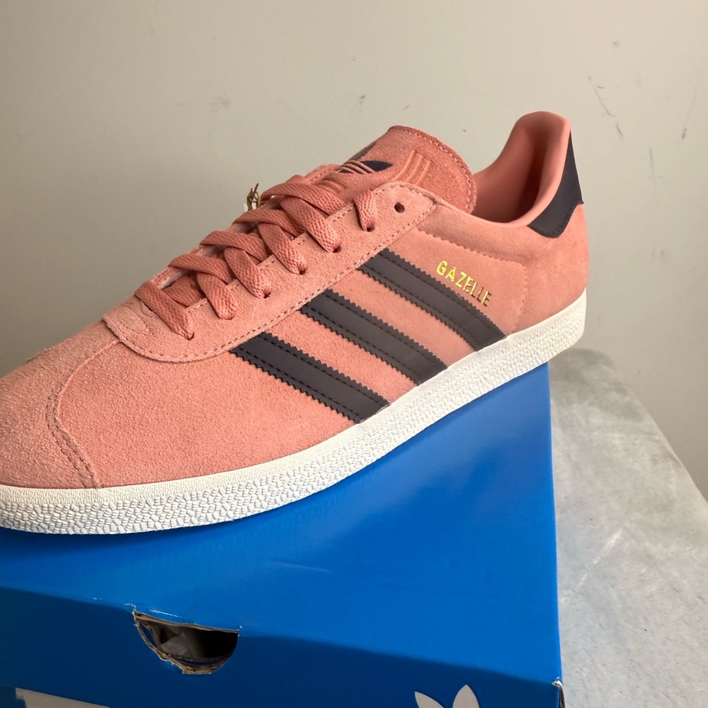 adidas Gazelle Pink Suede Sneakers with Black Stripes